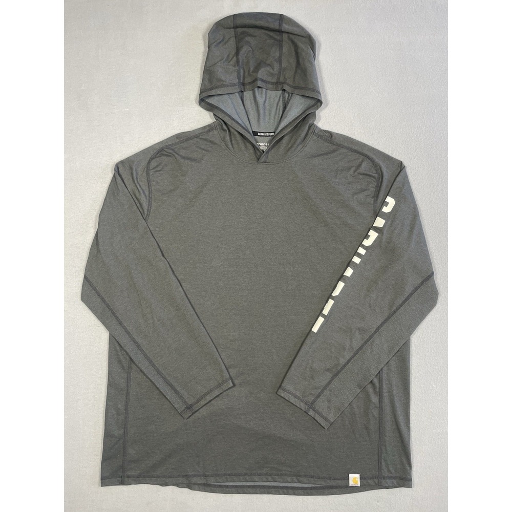 Carhartt Hoodie Mens Extra Large Gray Midweight Shirt Logo Graphic Relaxed Fit